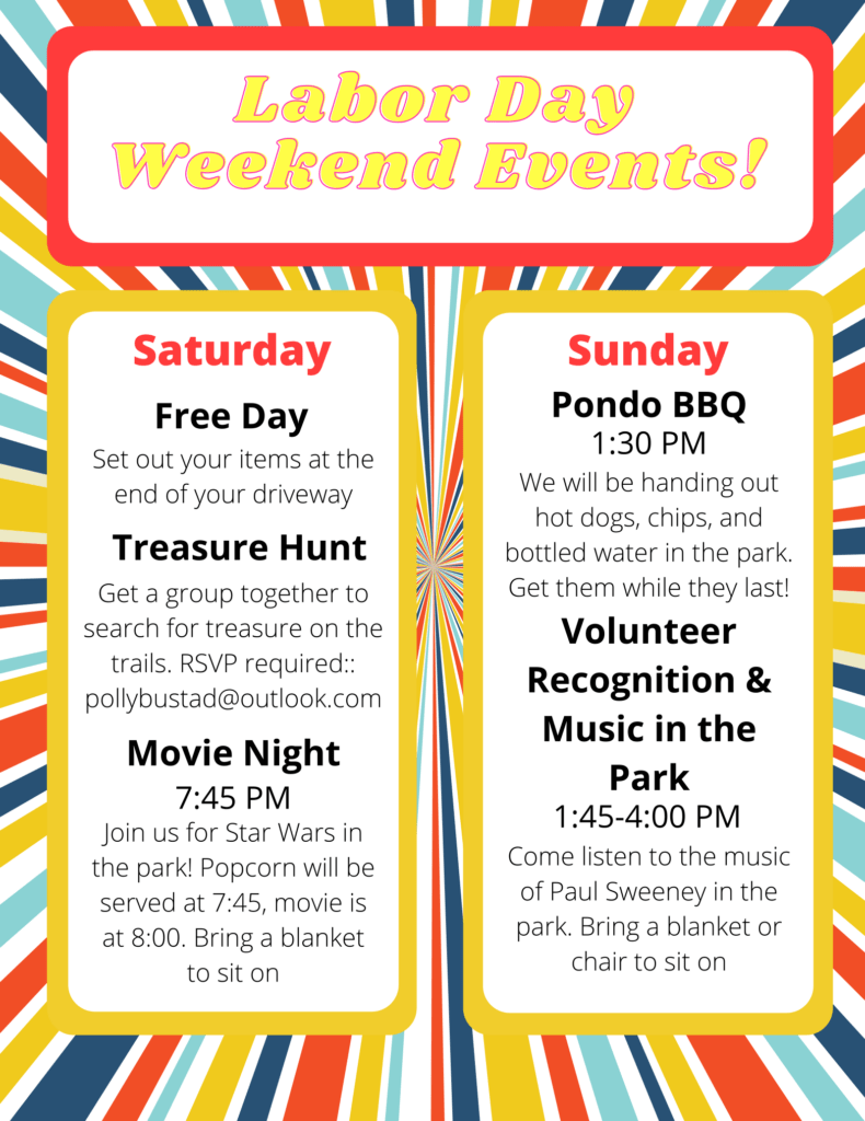 Labor Day Weekend Events! Ponderosa Community Club
